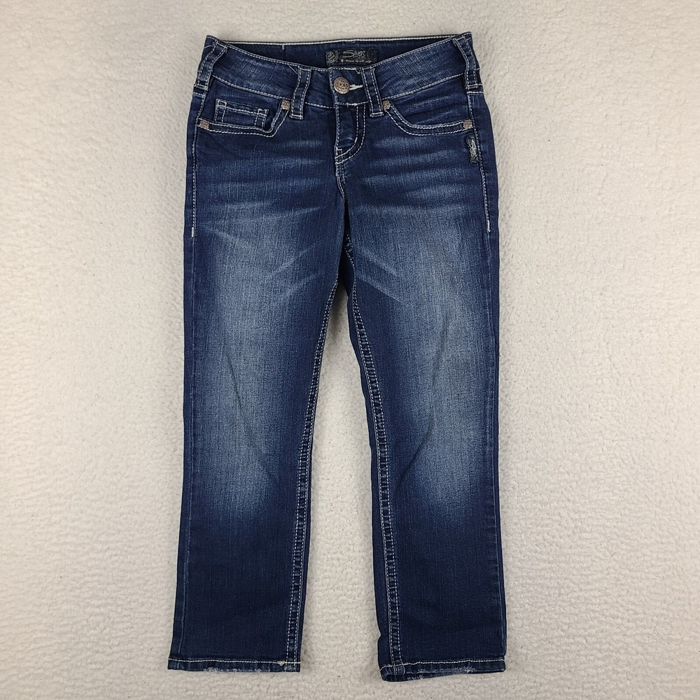 Silver Jeans Womens 25x22.5 Blue Suki Mid Capri Dark Wash Denim